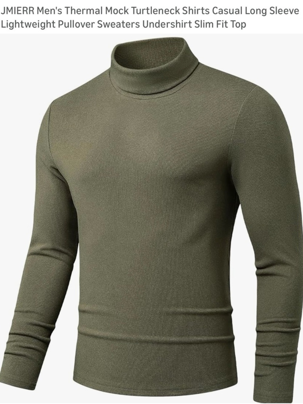Jmierr Men's Jungle Green Thermal Mock Turtleneck Sweater Medium